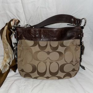 Brown patterned Coach purse